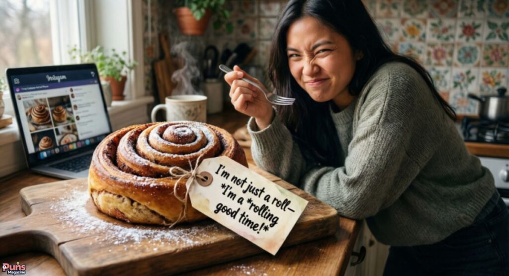 1. Funny Cinnamon Roll Puns for Instagram